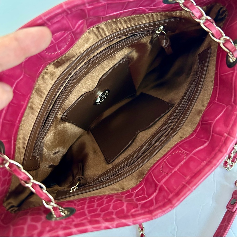 DKNY Soft Croco Leather Bright Pink convertible bag - Picture 7 of 12